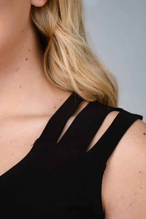 Cutout Shoulder Strap V Neck Midi Dress for Women - D026